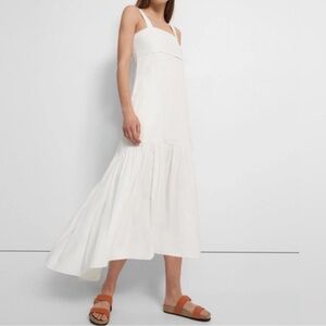 Theory Cream Sleeveless Tiered Maxi Dress
